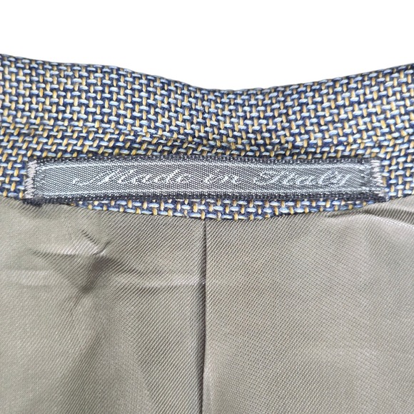 Vtg Ermenegildo Zegna Neiman Marcus Blazer Jacket Cashmere 50L Blue Gold Gray - Picture 3 of 16